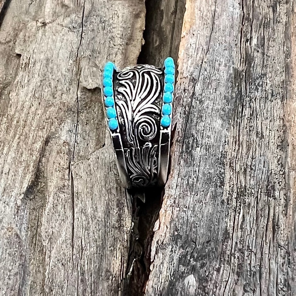 Turquoise scroll ring